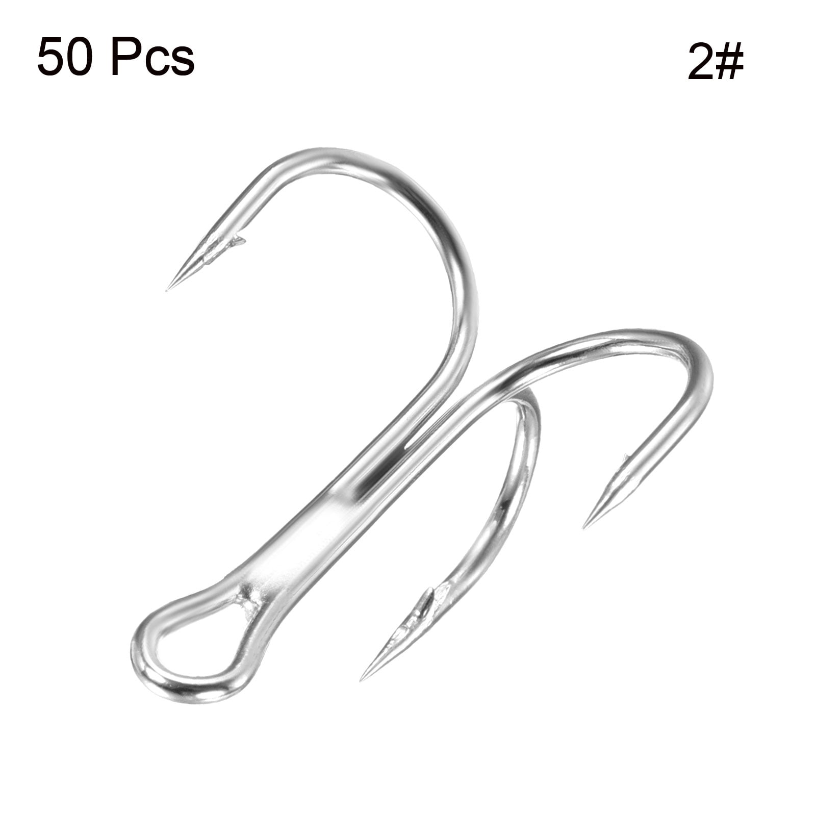 2# 1.02" Treble Fish Hooks Carbon Steel Bend Hook with Barbs, White 50 Pack  - Walmart.com