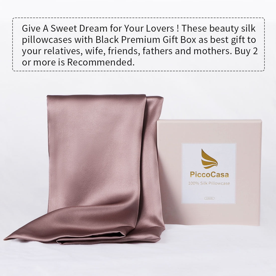 Unique Bargains 2-Pack 25 Momme Mulberry Silk Pillowcases, Standard, Mauve