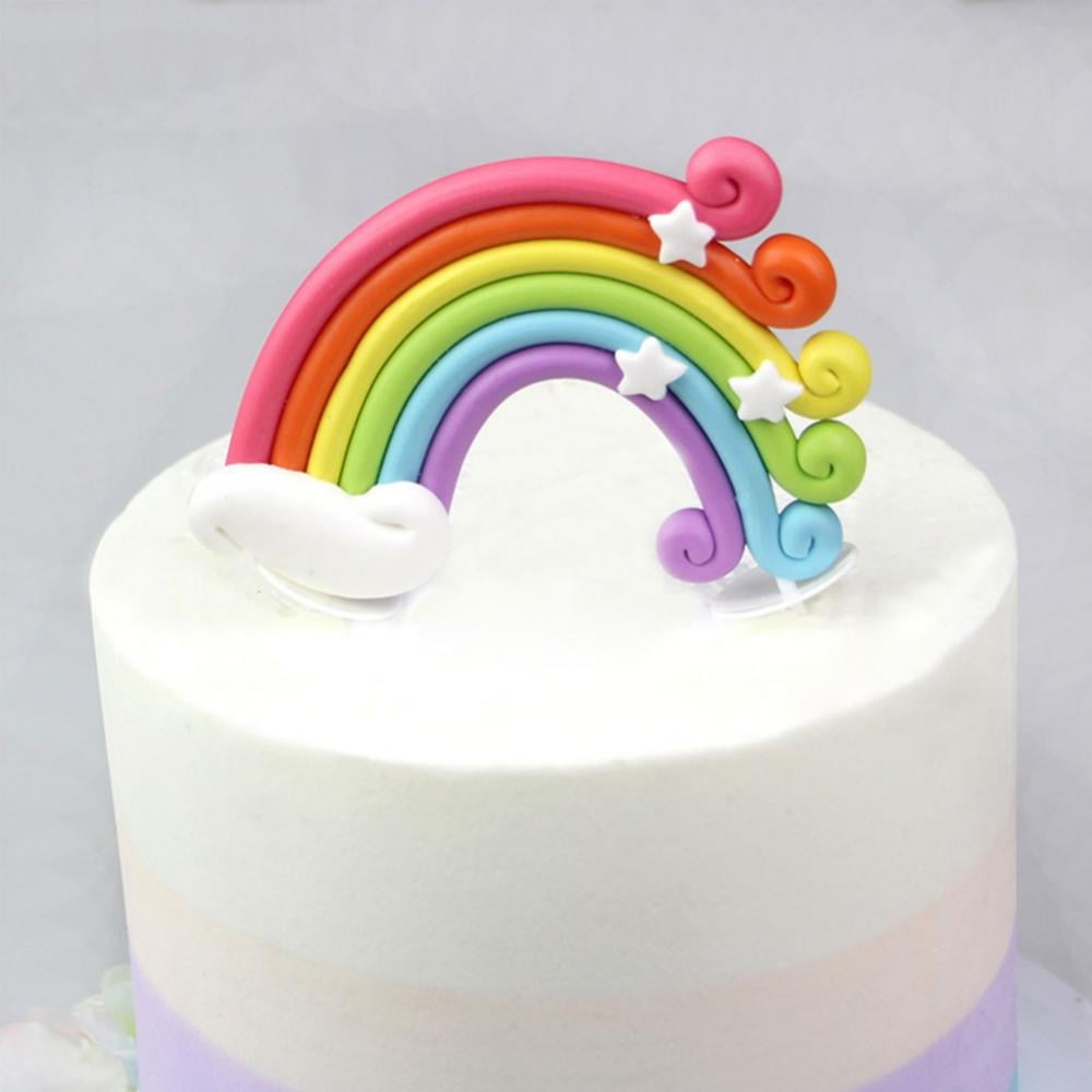 Rainbow Cake Topper Cupcake Pick Wedding Birthday Party Favor Dessert Rainbow Design Cake Pick 
