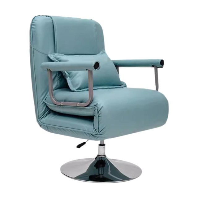 Sofá Cama De Cuero PU Silla Convertible Desmontable Respaldo Ajustable Azul