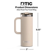 RTIC Road Trip 20 oz Ceramic Lined Leak-Resistant Lid Travel Mug, Beach