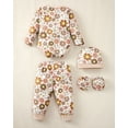 thumbnail image 5 of KIMI BEAR Newborn Baby Girls Layette Set 4 Packs 0-3 Months Winter Clothes Outfits Long Sleeves Romper Top Pants Gloves Hats 16 Piece Essentials Accessories Clothing Gift Sets Brown, 5 of 9