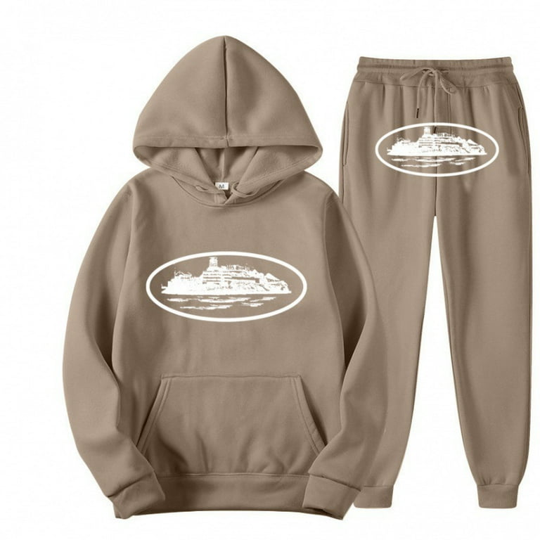 corteiz hoodie セットアップ 2 Piece Mens Corteiz Hoodie Set Printed Sweater Sweatpants
