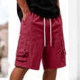 thumbnail image 3 of EOYWHK Mens Work Shorts Casual Quick Dry Elastic Waist Drawstring Athletic Shorts Soft Lightweight Breathable Activewear for Men Red, Size L, 3 of 9