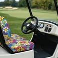 thumbnail image 4 of FUIALDOLG Univesal Golf Cart Seat Protector Set for Club Car Precedent Seats Rainbow Hippie Floral Print Washable Golf Cart Bench Seat Covers for Women Men Easy to Install, 4 of 8