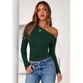 thumbnail image 2 of Remera PRETTYGARDEN Mujer Manga Larga Verde Oscuro Hombros Descubiertos, 2 of 8