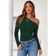 thumbnail image 2 of Remera PRETTYGARDEN Mujer Manga Larga Verde Oscuro Hombros Descubiertos, 2 of 8