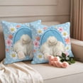 thumbnail image 2 of Blue Pink Easter Outdoor Waterproof Pillow Covers, Easter Bunny Watercolor Dots Floral Artwork Decorative Square Throw Pillowcase Sofa Cushion Sham for Patio/Couch/Chair, 24"x24" 2 Pack, 2 of 8