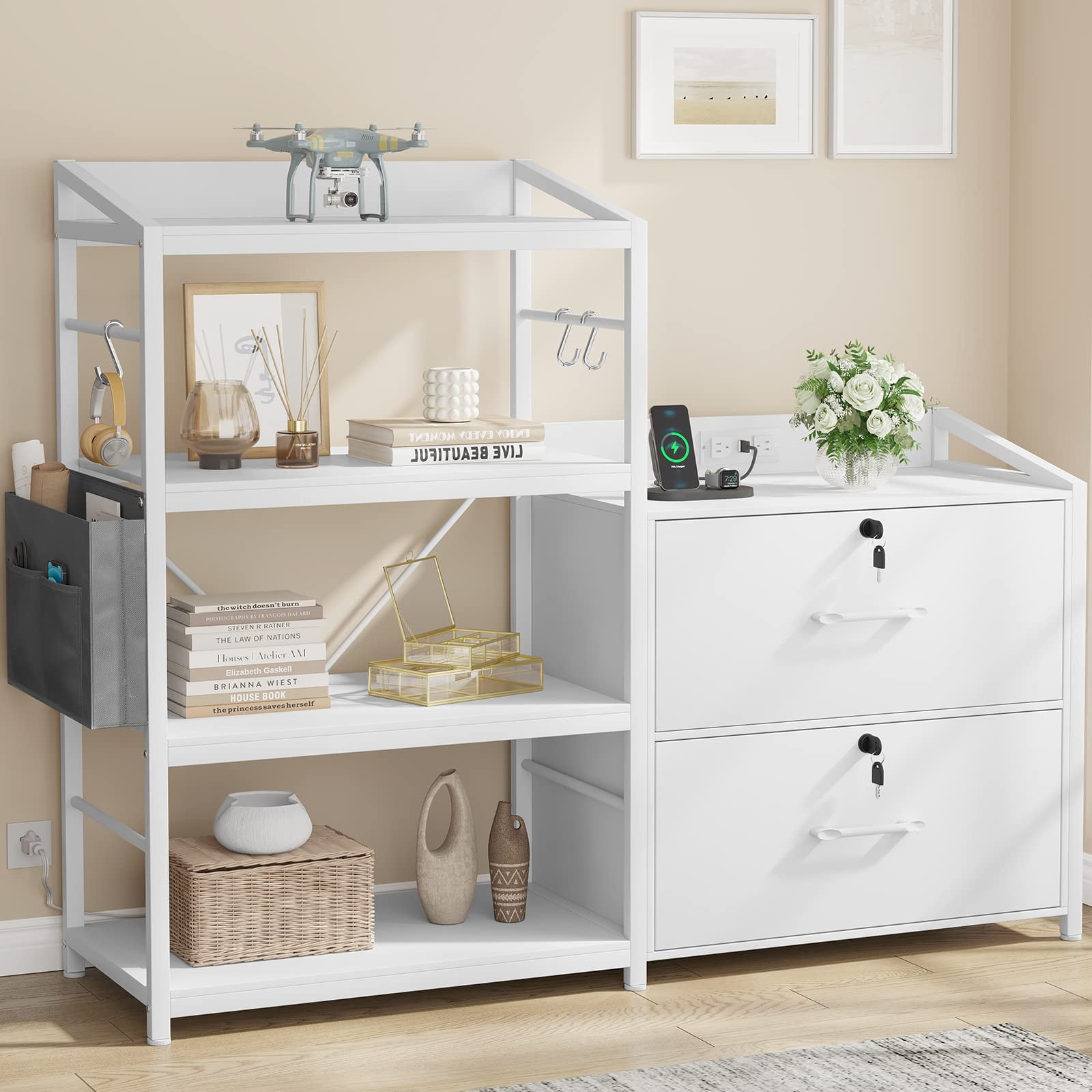 White File with 2 Drawer & Lock, Filing fits Legal