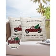 thumbnail image 6 of Pack of 2 Outdoor Pillow Covers, Red Truck Carring Farm Christmas Tree Wood Grain Waterproof Square Throw Pillowcase Cushion Decorative Pillow Covers for Couch Patio Tent, 26x26 in, 6 of 6