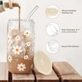thumbnail image 3 of Vaso para beber SANDJEST Daisy, vaso de vidrio con tapa, 470 ml, 3 of 7