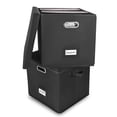 thumbnail image 1 of Caja de almacenamiento de discos de vinilo, juego de 2 – Almacenamiento de álbumes con capacidad para más de 100 discos individuales, caja organizadora decorativa de almacenamiento LP con tapa, cajas, 1 of 5