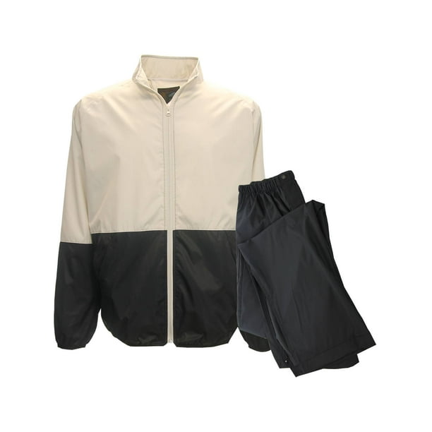 Forrester Packable Waterproof Golf Rain Suit, 2XLarge Stone/Blk Jacket/Blk Pant