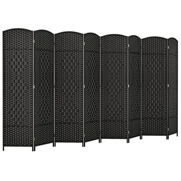 Costway 8-Panel Room Divider 6 FT Tall Folding Privacy Screen with Solid Wood Frame Black