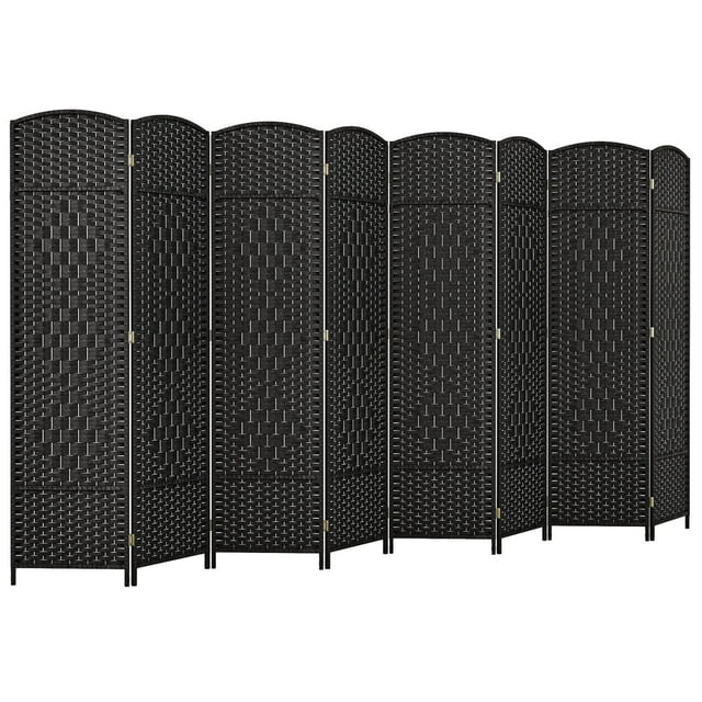 Costway 8-Panel Room Divider 6 FT Tall Folding Privacy Screen with Solid Wood Frame Black