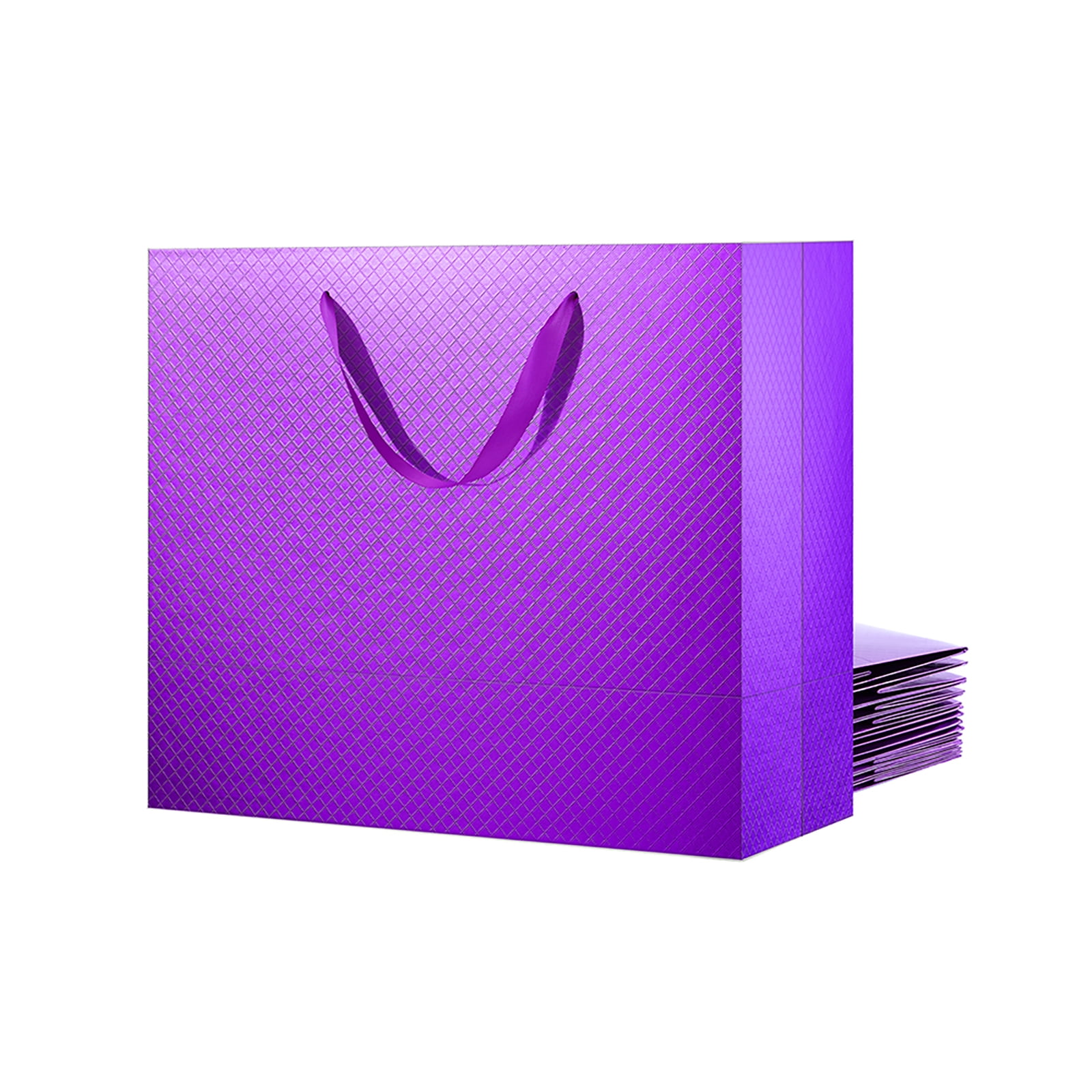 12 Large Gift Bags 13x5x10 Inches, Purple Gift Bags with Handles