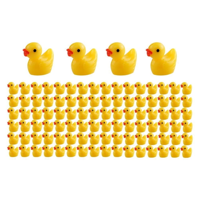 100/200 Pcs Mini Canards en Caoutchouc Canards Miniatures en Résine Canetons Jaunes Minuscules