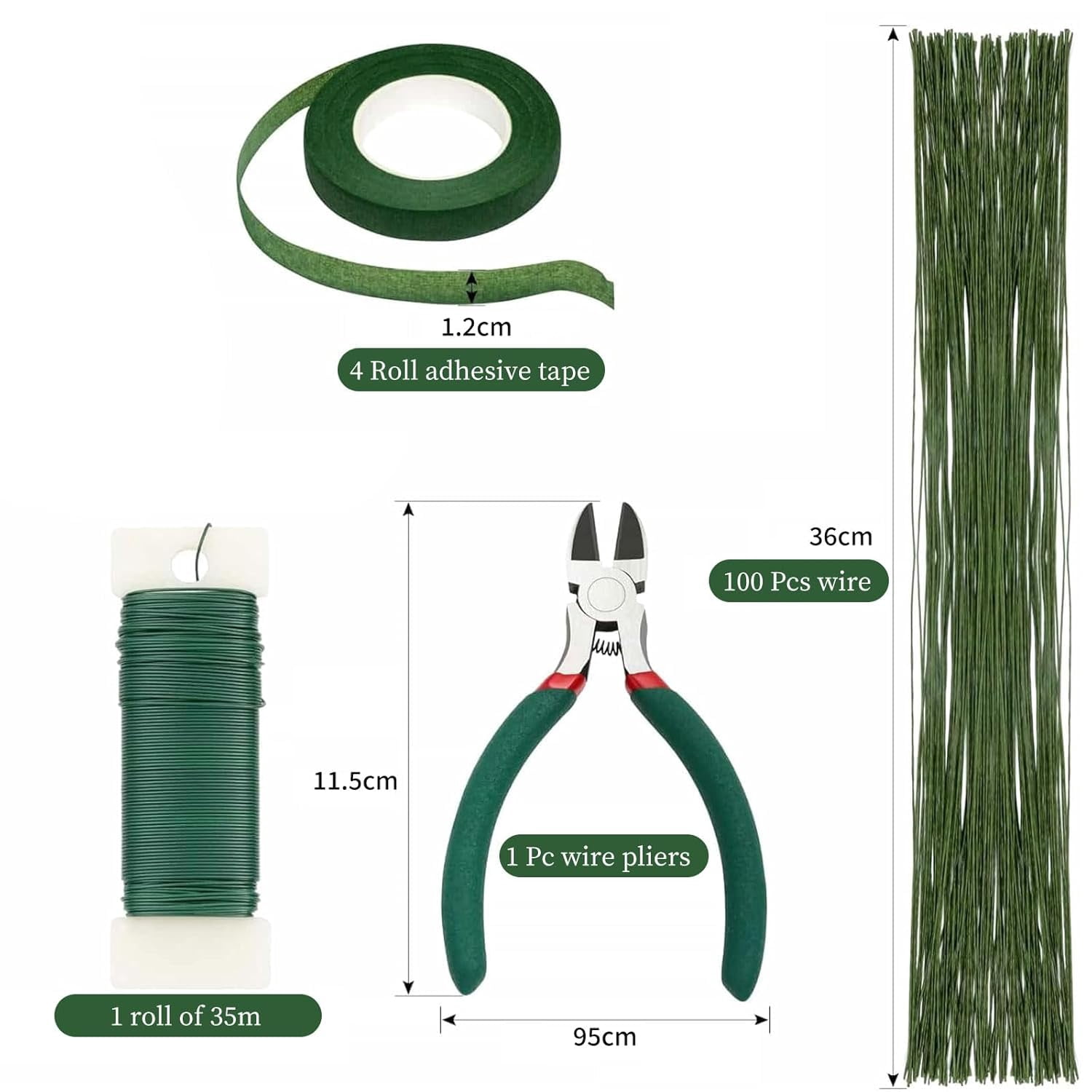 Florist Wire And Florist Tape Arrangement Tools Kit With Wire Cutter, Floral Tape And Floral Wire For Bouquet Stem Wrap Florist, Craft Beading & Wreath Making Supplies