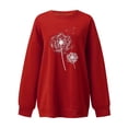 thumbnail image 2 of Gibobby Sudaderas para mujer Suéter holgado de otoño e invierno para mujer, sin capucha con manga de hombro de Color sólido (Rojo, XXL), 2 of 3
