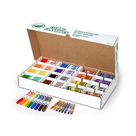 Crayola Crayons and Markers Combo Classpack, 256 Pieces in 8 Classic Colors