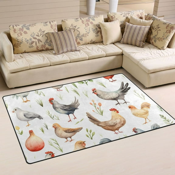 Chicken Area Floor Mats Non-Slip Rugs Soft Doormat 31 x 20 inch Carpet for Living Dining Room Bedroom Decorative