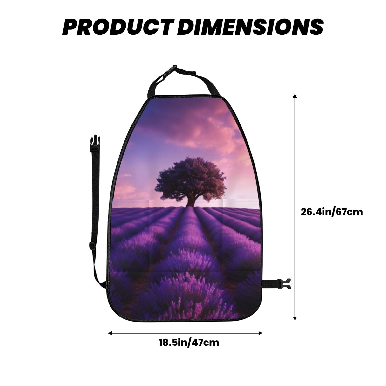 Kdxio Lavender Field Sunset Print 2 Pack Car Kick Mat Seat Cover Back Protector Mat with Pockets for Organizer Backseat Protector and Storage Anti Kick Pad for Vehicles