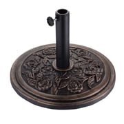 Ainfox Weighted 7.5ft Patio Umbrella Bases 21 Pound Cast Stone Umbrella Stand Weights, Retro Bronze