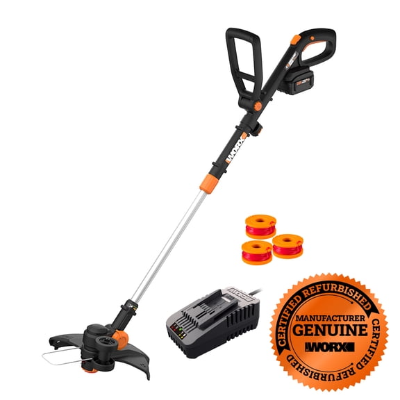 Restored Worx WG170.3 20V PowerShare Cordless 12" Grass and Weed String Trimmer and Edger with Battery and Charger (Refurbished)