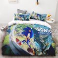 thumbnail image 2 of 1 funda de edredón con dibujos animados de la serie Sonic, impresión digital en 3D, 2 fundas de almohada, suave y cómoda, 100 % poliéster, juego de cama para regalo, 2 of 4