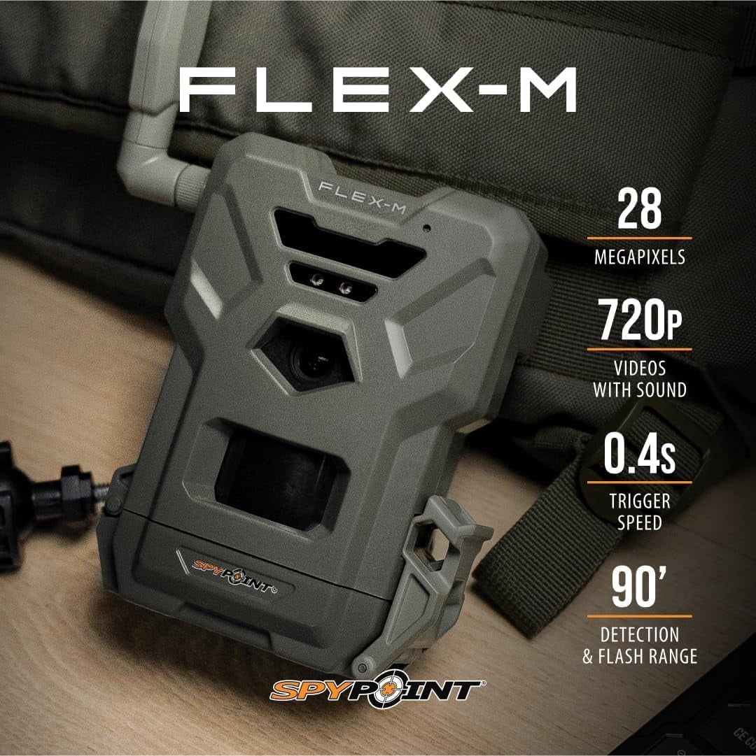 SPYPOINT Flex-m Twin Pack Cellular Trail Camera – Hunting Trail Monitor with GPS, Night Vision, Dual-Sim LTE, IP65 Water-Resistant