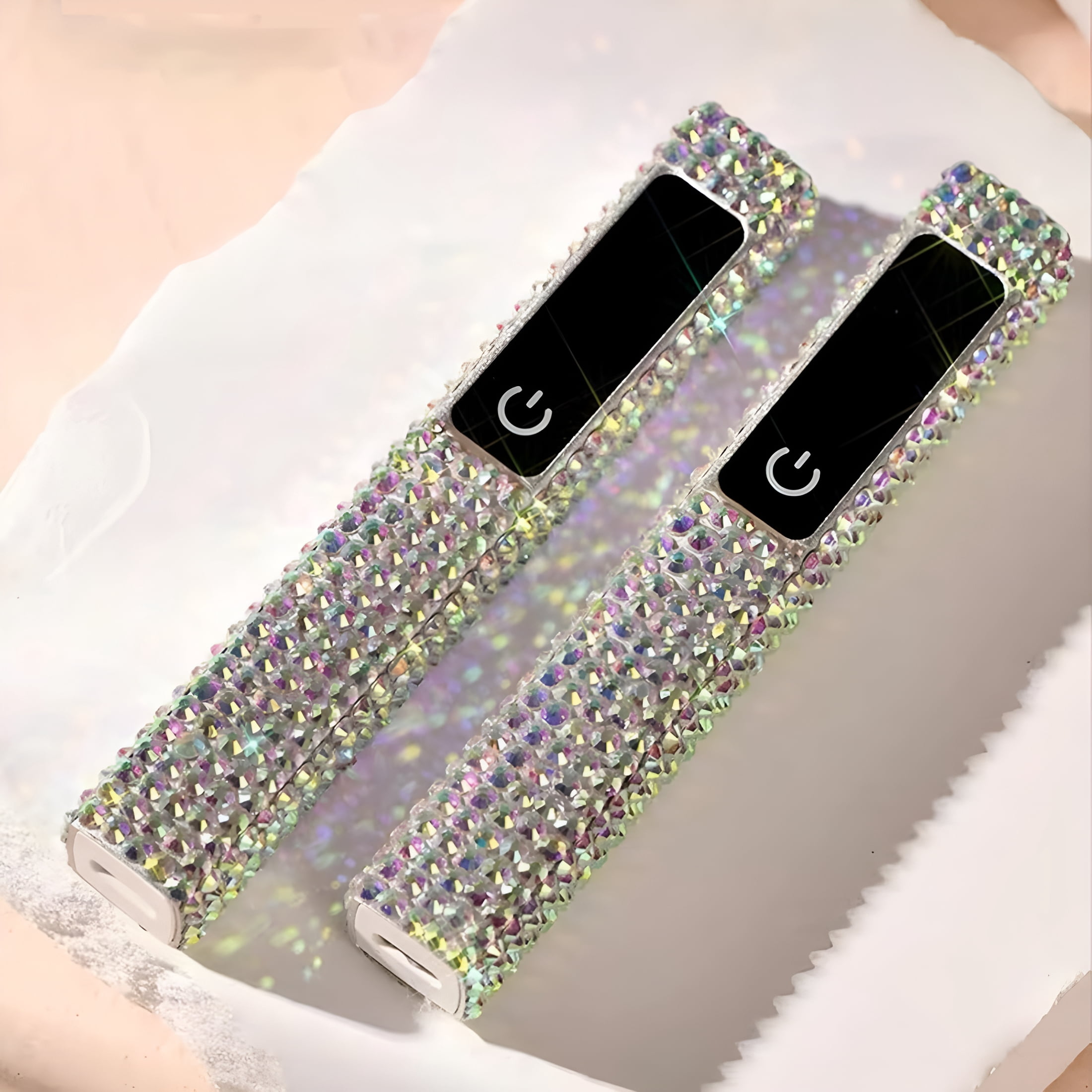 HIBIBUD Crystal Rhinestone Uv Nail Lamp,Artificial Bling Handheld Uv Light for Nails,Portable Mini Nail Light with 2 Timer And Led Display,Rechargeable Usb Nail Dryer for Fast Curing Gel Polish