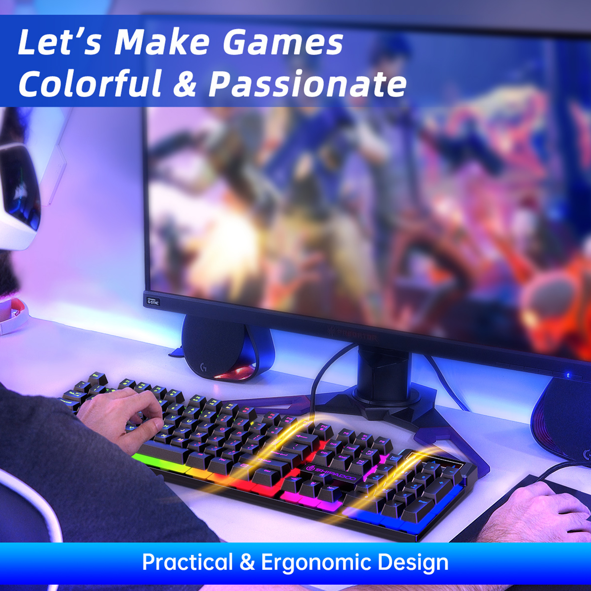 Cshidworld Gaming Keyboard and Mouse Combo RGB Backlit photo 4
