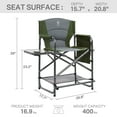 thumbnail image 5 of EVER ADVANCED Medium Tall Directors Chair 23.2" Seat Height, Folding Makeup Artist Chair with Side Table Cup Holder and Storage Pocket, Supports 350 lbs (Green), 5 of 6