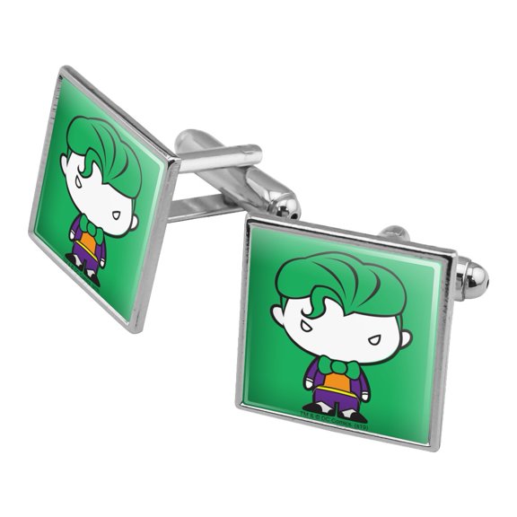 Batman Joker Cute Chibi Character Square Cufflink Set - Silver or Gold