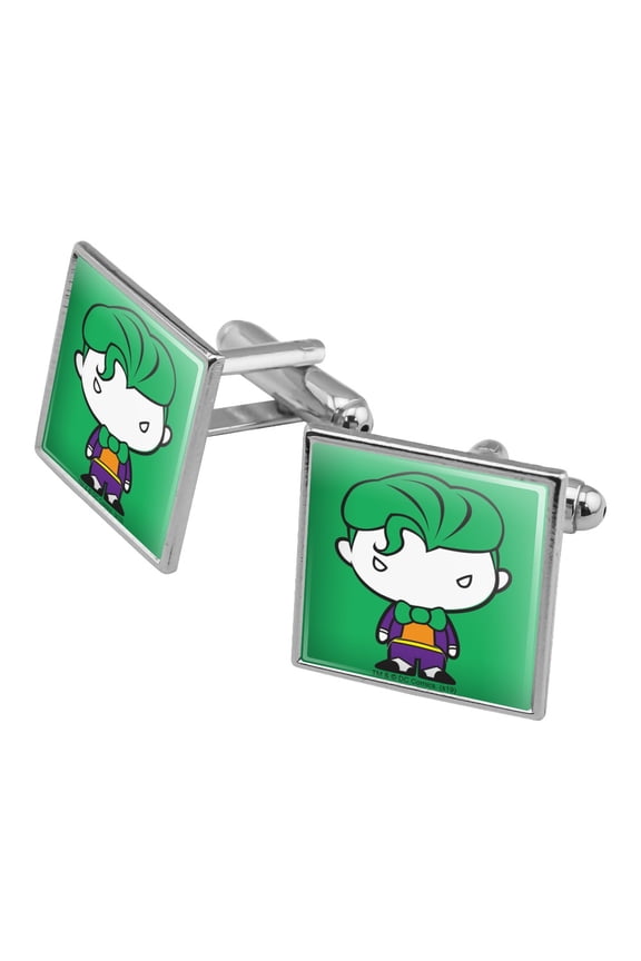 Batman Joker Cute Chibi Character Square Cufflink Set - Silver or Gold