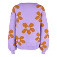 thumbnail image 3 of Suéter de punto de manga larga informal Gibobby con estampado de flores Purple S, 3 of 5