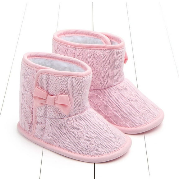 Kiplyki Flash Shoes for Kids Girls Cute Bowknot Boots Soft Winter Warm Shoes