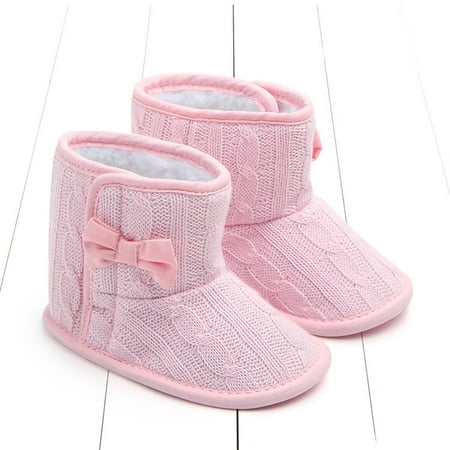 

Leutsin Toddler Shoes Baby Girls Cute Bowknot Boots Baby Soft Cotton Shoes Winter Warm Shoes