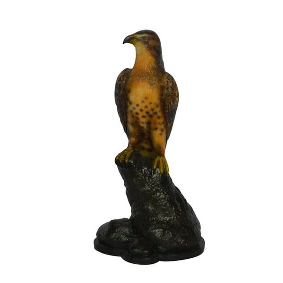 Nifao Hawk on a Rock bronze statue – Home Decor Sculpture, 12"L x 9"W x 22"H