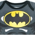 thumbnail image 3 of DC Comics Justice League Batman Infant Baby Boys Short Sleeve Bodysuit & Cape Grey 12 Months, 3 of 4