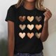 thumbnail image 1 of TaTaai Ladies' Valentine Heart Print Round Neck Short Sleeve Shirt, Valentine's Day Gift, Casual Festival Fashion Top Gift, 1 of 4