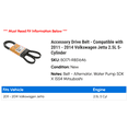 thumbnail image 2 of Accessory Drive Belt - Compatible with 2011 - 2014 Volkswagen Jetta 2.5L 5-Cylinder 2012 2013, 2 of 2