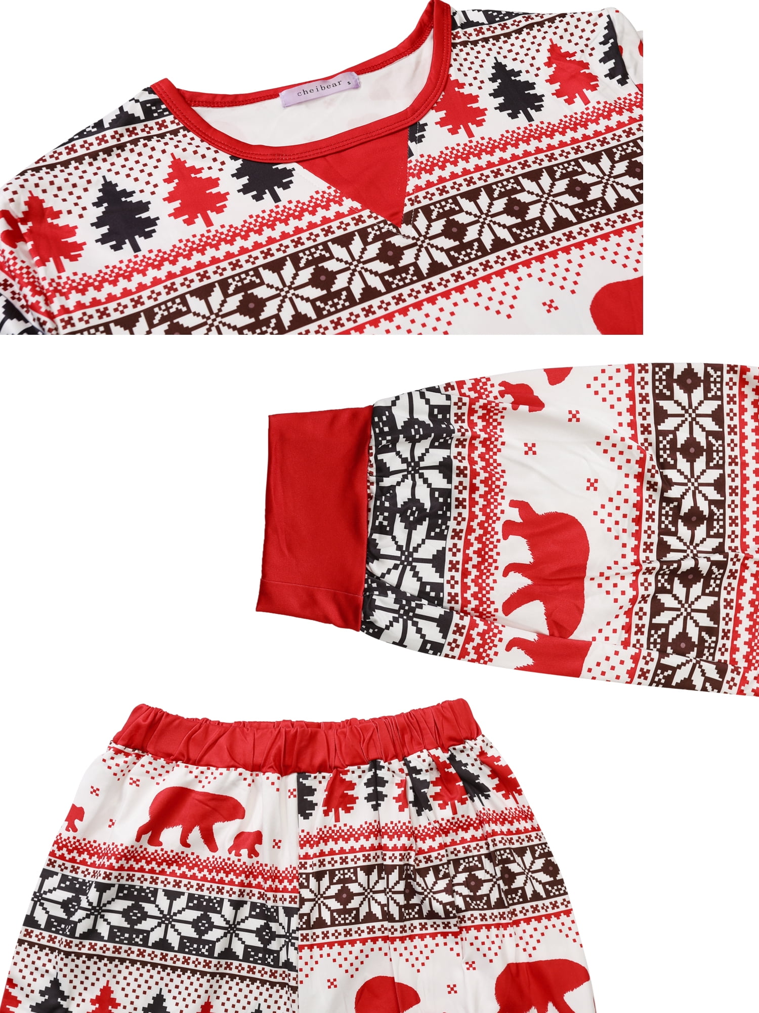 Unique Bargains Womens 2 Pcs Christmas Family Matching Pajama Set Xmas Party Sleepwear XL White Kids