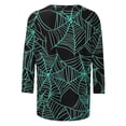 thumbnail image 5 of Yxbdin Halloween Spider Web Print Shirts for Women Graphic Tees Casual Crew Neck 3/4 Sleeve Tops Cozy Plus Size Tshirts for Halloween Holiday, 5 of 6