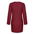 thumbnail image 5 of CALAFEBILA Winter Dresses Long Sleeve Solid Color Midi Sweater Dress Fleece Long Junior Dresses, 5 of 5