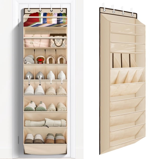 Organizador de zapatos FENTEC para colocar sobre la puerta, 68 bolsillos, 8 niveles, color beige