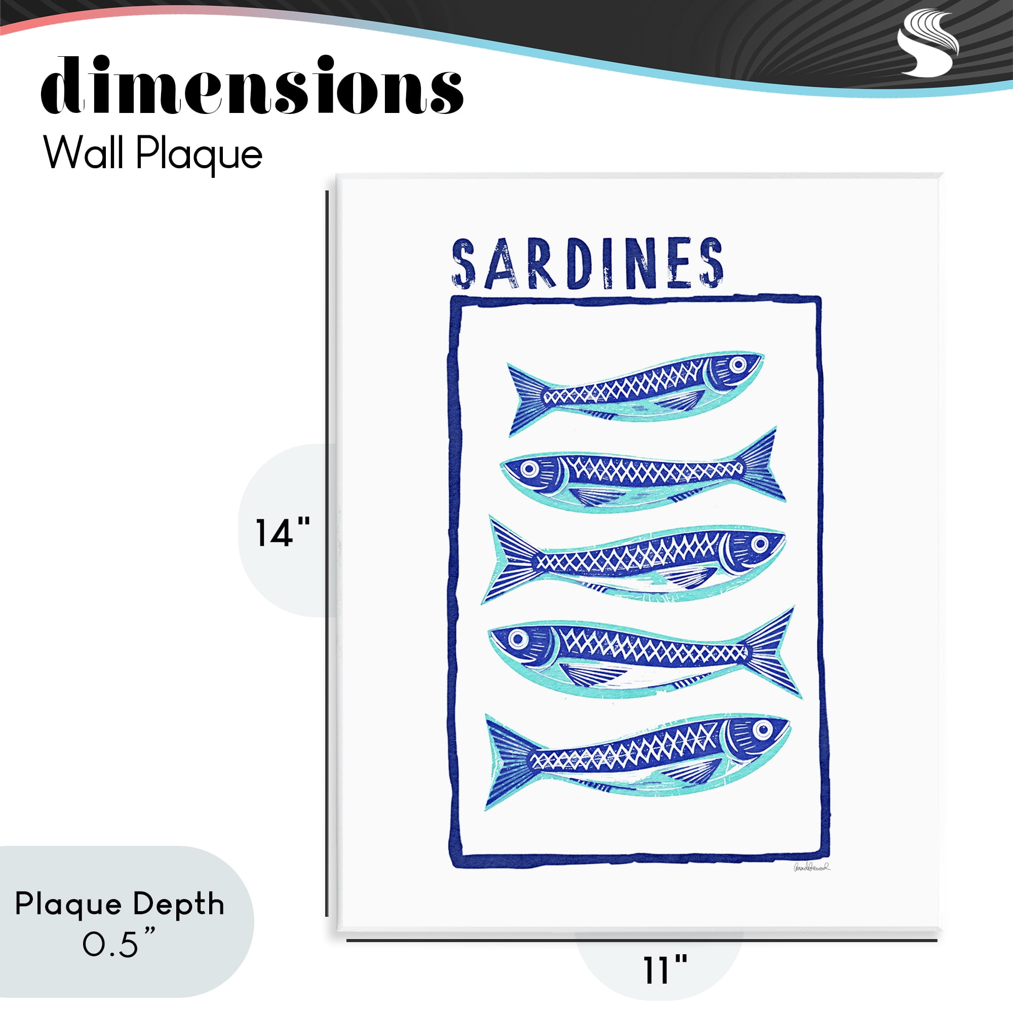 Stupell Industries Blocked Sardines Pattern Wall Plaque Art, design by Amanda Greenwood