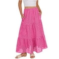 thumbnail image 3 of OSFVNOXV Maxi Skirts for Women Boho Tiered Eyelet Elastic Waist A-Line Long Skirt Summer Casual Flowy Beach Vacation Clothes, 3 of 8