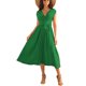 thumbnail image 2 of INSPIRE CHIC Vestido de Mujer con Mangas Cortas, Envoltura, Cuello en V, Fluido, con Volantes, Plisado, Casual con Cinturón, Midi, Color Verde, 2 of 6
