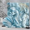 thumbnail image 2 of Marble Bathroom Shower Curtain Blue White Gold Waterproof Fabric Shower Curtains with Hooks Watercolor Abstract Shower Curtains Cloth for Home Bath Decor 72x72 inches, 2 of 6